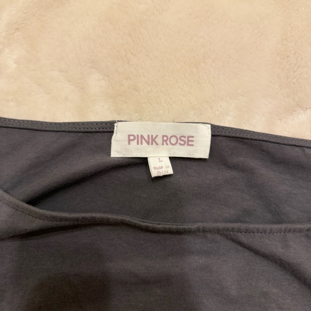 Pink Rose Charcoal Long Sleeve Blouse - Picture 2 of 4